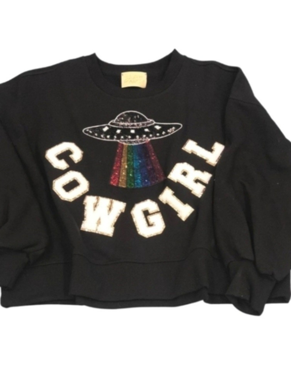 Judith March Space Cowgirl Graphic Black Sweater